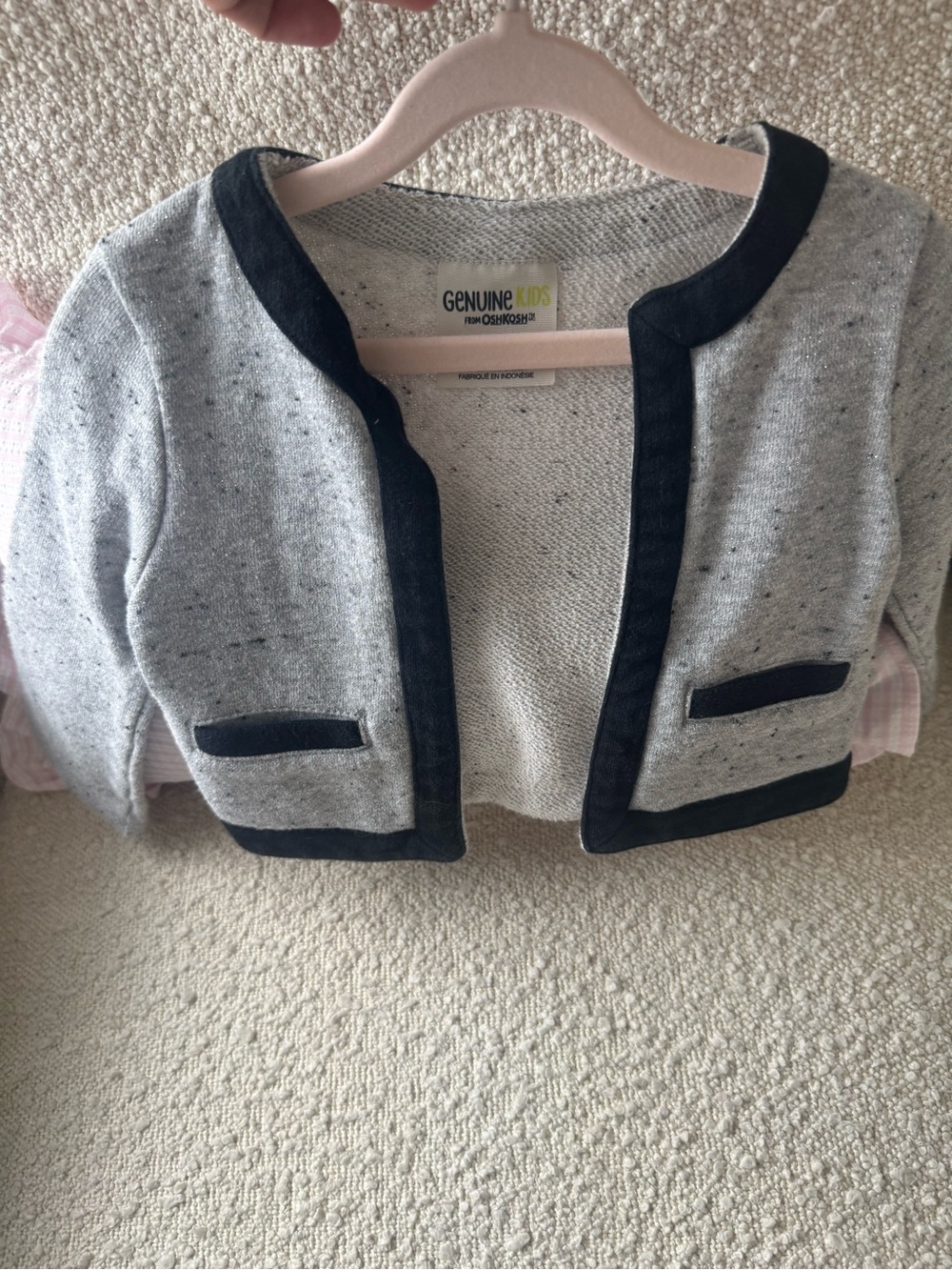 Genuine Kids by OshKosh Gray Speckled Cardigan with Black Trim - Picture 2 of 4